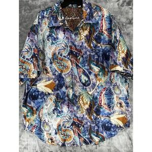 Robert Graham Short SleeveShirt Mens 2XLT Multicolor Paisley Classic Button EUC